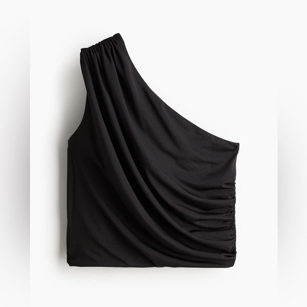 H&M Black One Shoulder Crop Top Size Large